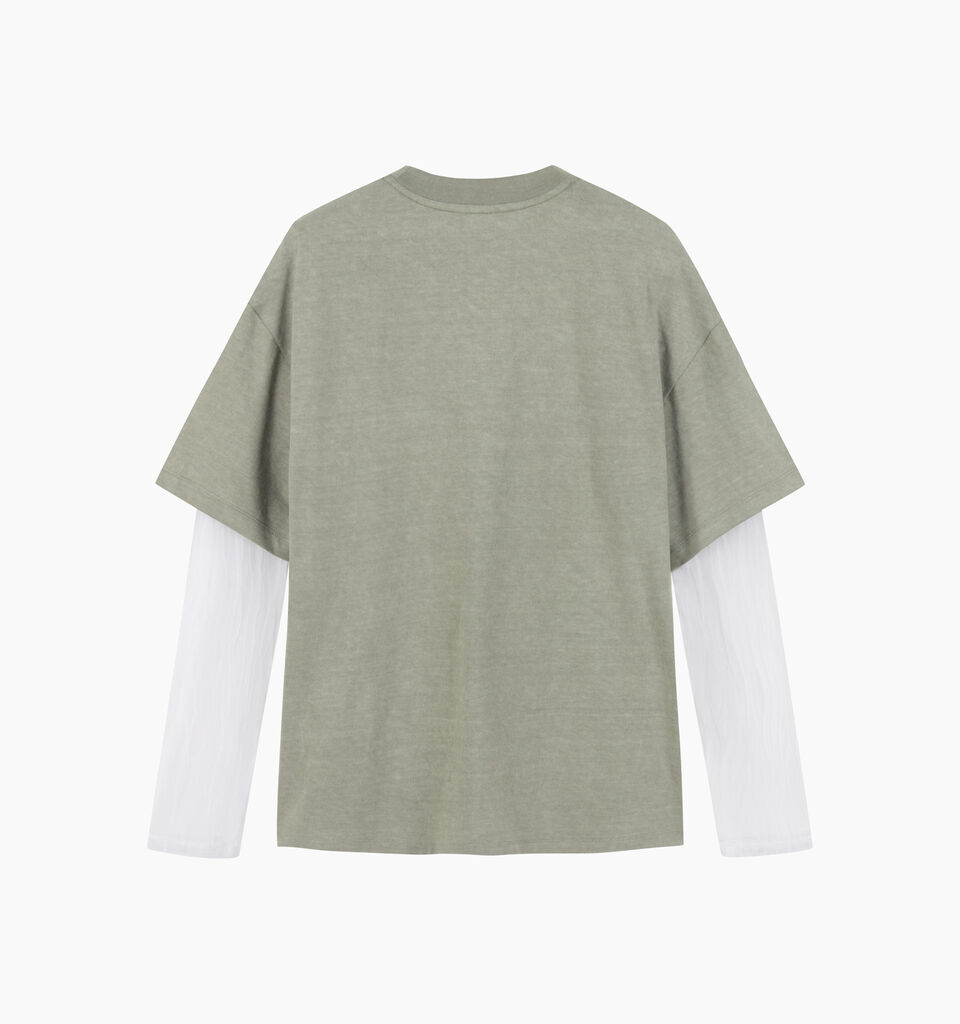 T-SHIRT L/S - sisley k long sleeve t-shirt - Military Green | Sisley K image number 3